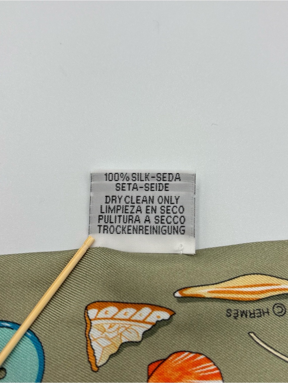 Hermès In the Pocket Silk Twilly Scarf Sage Green Taupe Objects Print - Picture 6 of 6